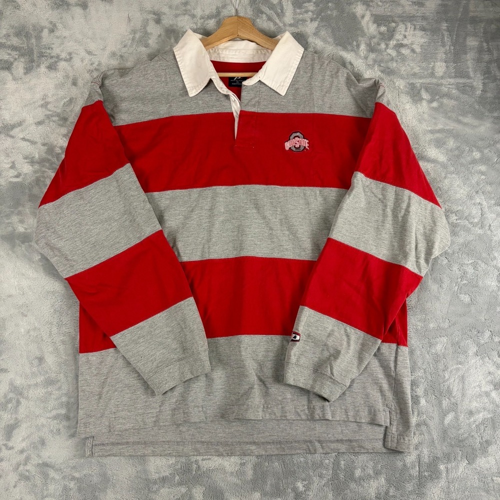 Ohio State Buckeyes Shirt Mens XL Red Gray Pro Player Football Rugby Long Sleeve